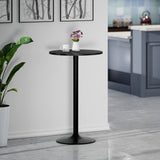 Obsidian Pub Table Round Black Mdf Top with Black Leg And Base - 23.7-Inch Top