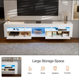 Floating TV Stand for 85+ inch TV, White High Glossy Wall Mounted Haning TV Stand with 2