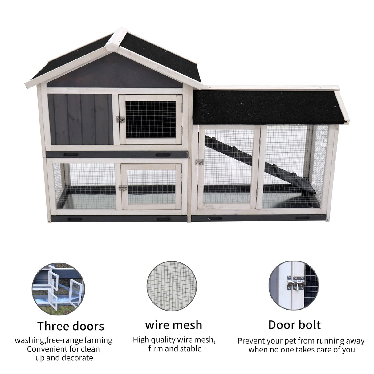 Extra Large Chicken Coop 116"L Wooden Poultry Cage