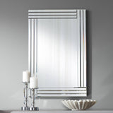 Rectangular Vanity Decorative Wall Mirror Modern Clear Mirrored Glass Layered Overlapping