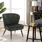 Living Room Chair Armless Slipper Accent Chair Sofa Chair Reading Chair Upholstered Velvet Fabric for Bedroom Green