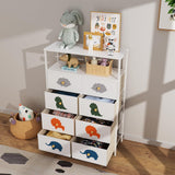 Drawers Kid Dresser with Shelves, Tall Nursery Chest Organizer Units Large Storage Dresser