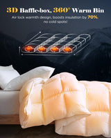 3D Baffle Box Real Down Comforter, 750 Fill-Power Ultra-Soft Down Duvet Insert, All Season White Feathers Down Twin Comforter, Medium Warm Bed Comforter, Fluffy and Cozy, 8 Corner Tabs - 68" X 90"