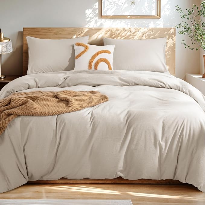 100% Washed Cotton Duvet Cover Set 3 Pieces Cotton Duvet Cover Set 2 Pillowcase 1 Soft Duvet Cover