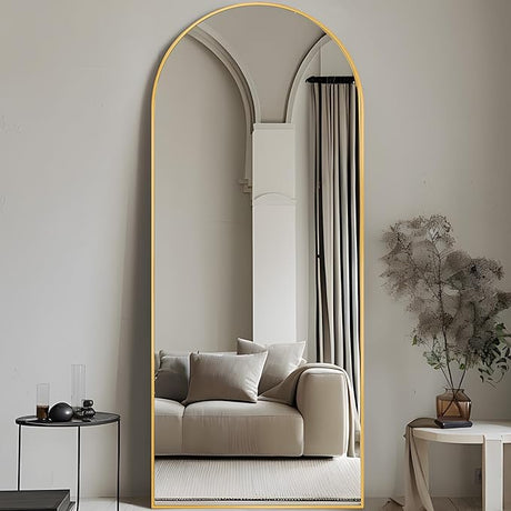 Full Length Mirror, 44"x72" Arched Full Body Oversized Floor Mirror, Free Standing Leaning Mirror