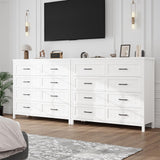 Farmhouse Dresser 8 Drawer Dresser for Bedroom, Large Wooden Dressers Double Grey