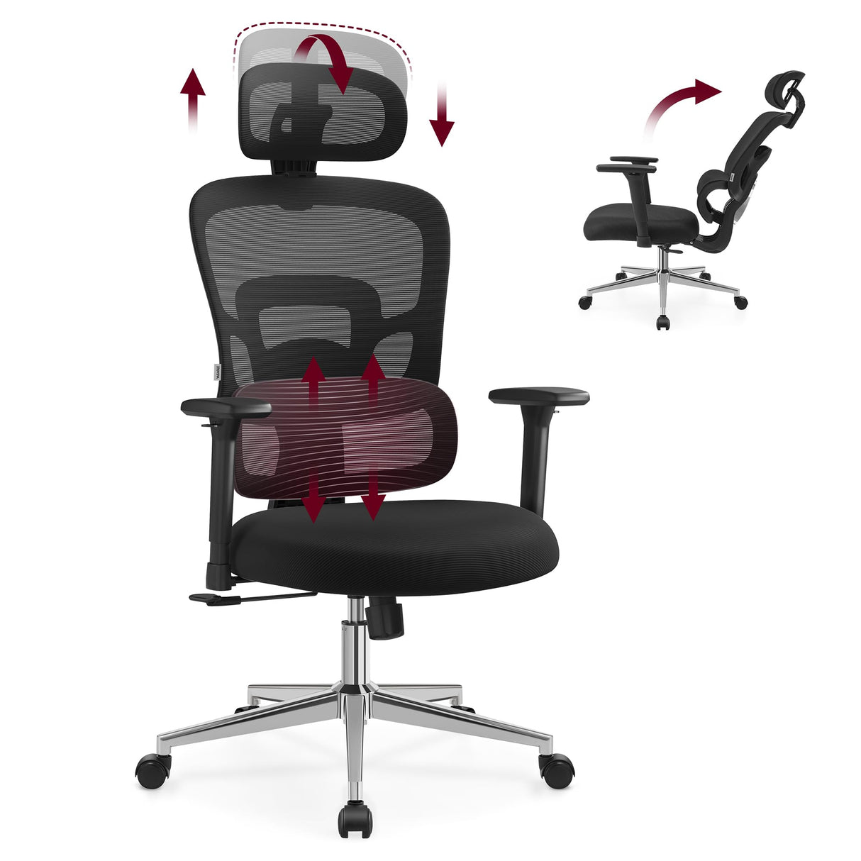 Ergonomic Office Chair, High Back Desk Chair, Mesh Computer Chair