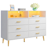 Dresser, Dresser for Bedroom, White Dresser with LED, Wood Dressers & Chests