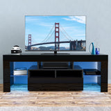 LED Black TV Stand for 50/55/60inch TV,Modern Entertainment Center with Storage