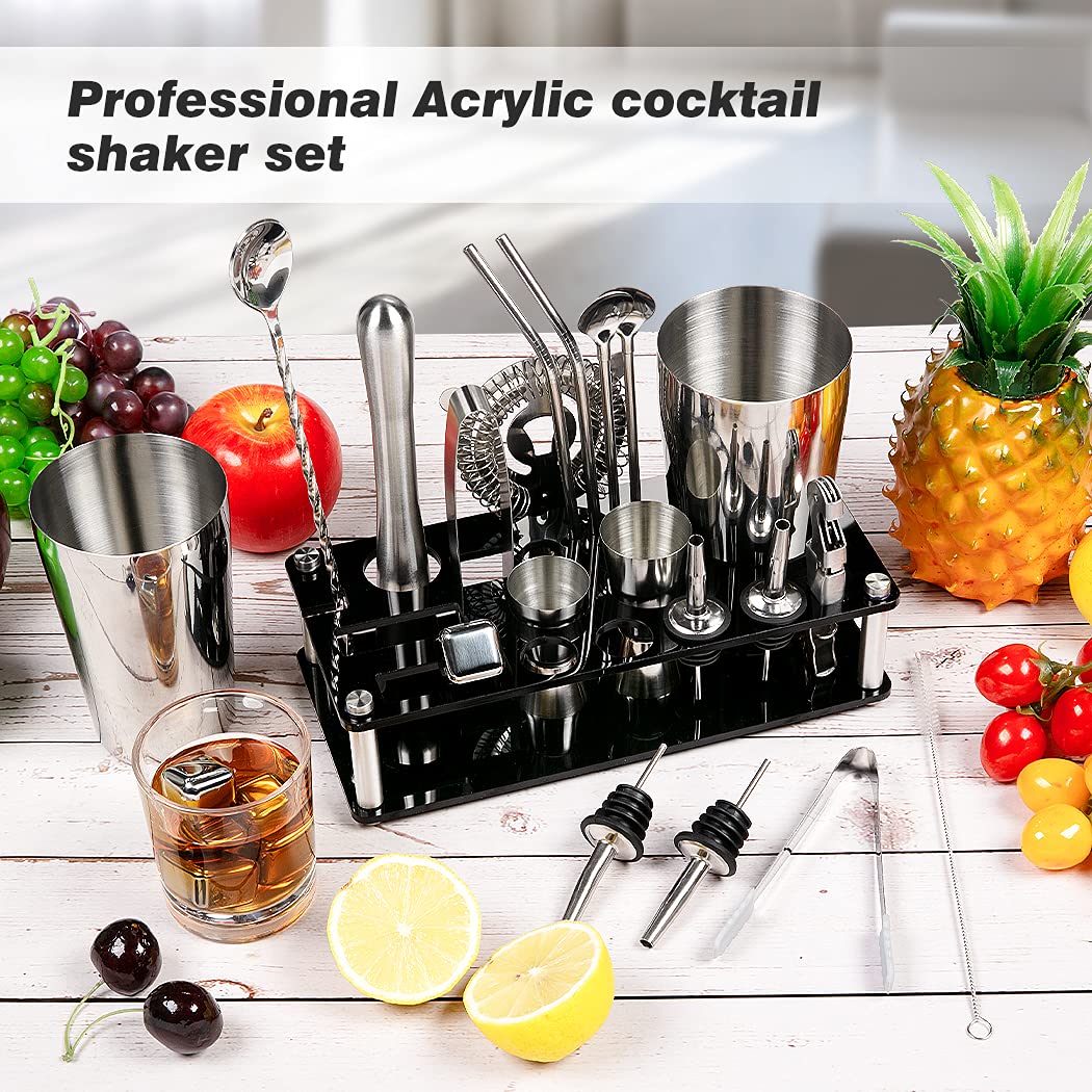 Cocktail Shaker Set, 23-Piece Boston Stainless Steel Bartender Kit