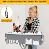 2-in-1 Portable Dog Bathtub & Grooming Table - 33" Foldable Pet Washing Station