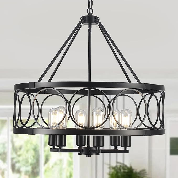 4-Light Farmhouse Chandelier, Rustic Faux Wood Chandeliers Dining Room Light Fixture
