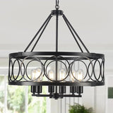 4-Light Farmhouse Chandelier, Rustic Faux Wood Chandeliers Dining Room Light Fixture