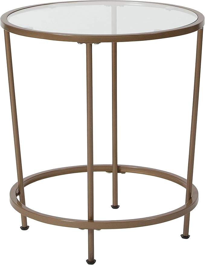 Astoria Collection Round End Table - Modern Clear Glass End Table