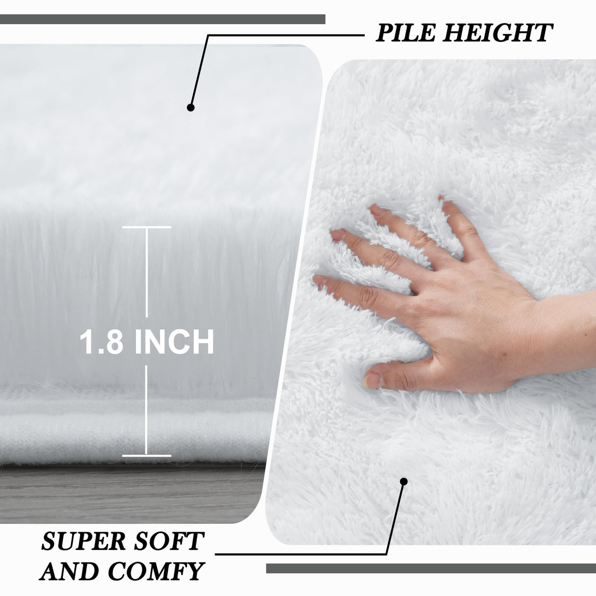 White Fluffy Area Rug Bedroom: Shag Rugs for Bedroom -White Area Rug 5x7 Plush Fuzzy Carpet (White, 5x7 Feet)