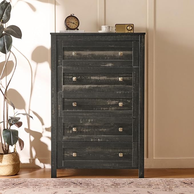 Wood Dresser for Bedroom, 6 Drawer Dresser Organizer, Chest of Drawers, Stylish Storage Dresser for Living Room