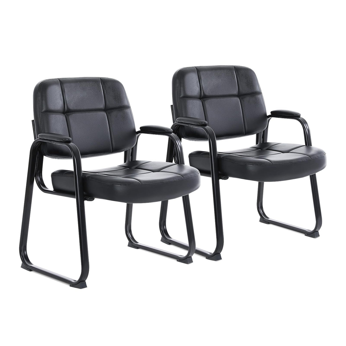 Big & Tall Waiting Room Guest Chair with Bonded Leather Padded Arm Rest and Sled Base