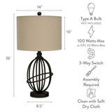 25.88" Manasa Metal Table Lamp, Light Brown