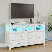 White Dresser for Bedroom with 7 Drawers