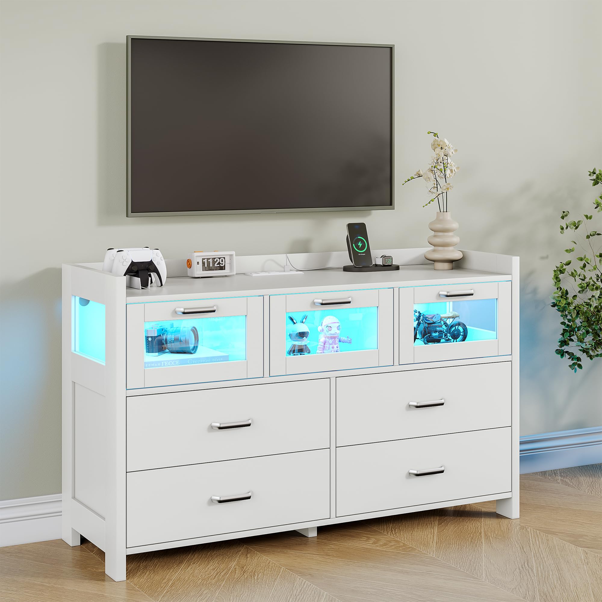 White Dresser for Bedroom with 7 Drawers