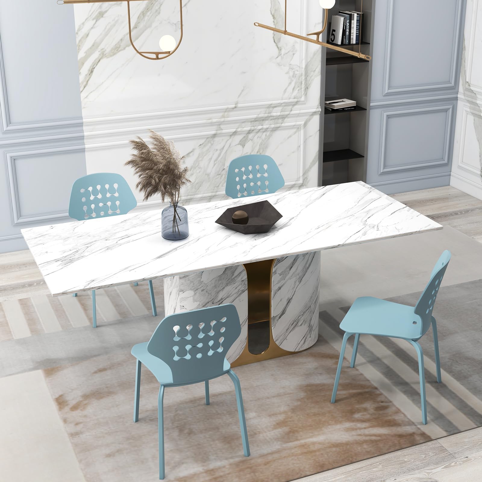 Modern Dining Chairs Set of 4, Modern Kitchen Chair with Hollowed Backrest