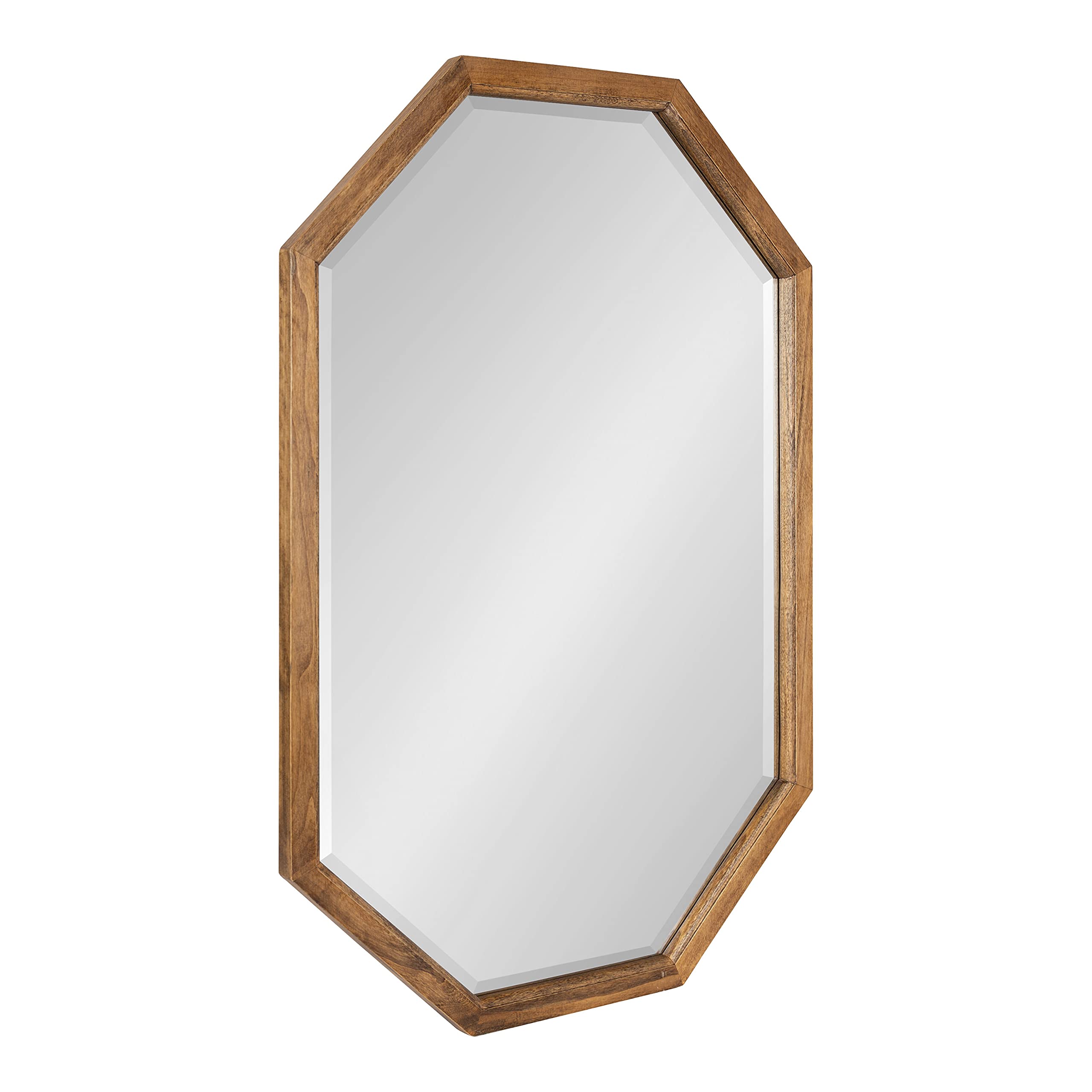 Hogan Farmhouse Octagon Wood Wall Mirror, 24 x 36, Rustic Brown