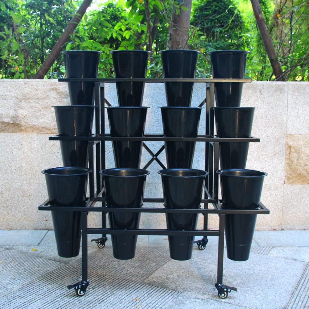 Moving Plant Stand with Wheels Heavy Duty Garden Cart Display Flower Shelf