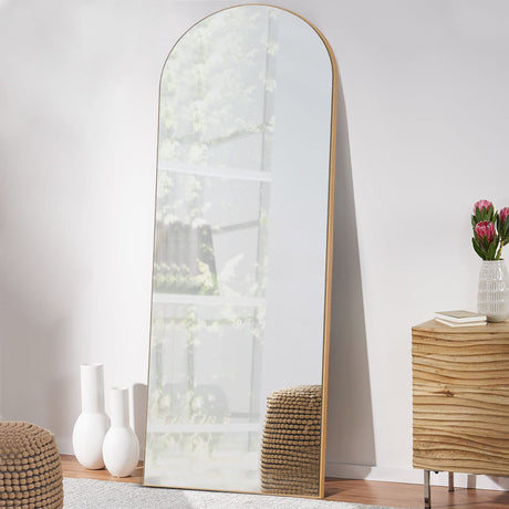 Arched Full Length Mirror 65''x22'' Arched Wall Mirror Floor Mirror with Stand Full Body