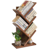 4 Tier Tree Bookshelf, Small Bookcase, Modern Wood Book Storage Rack