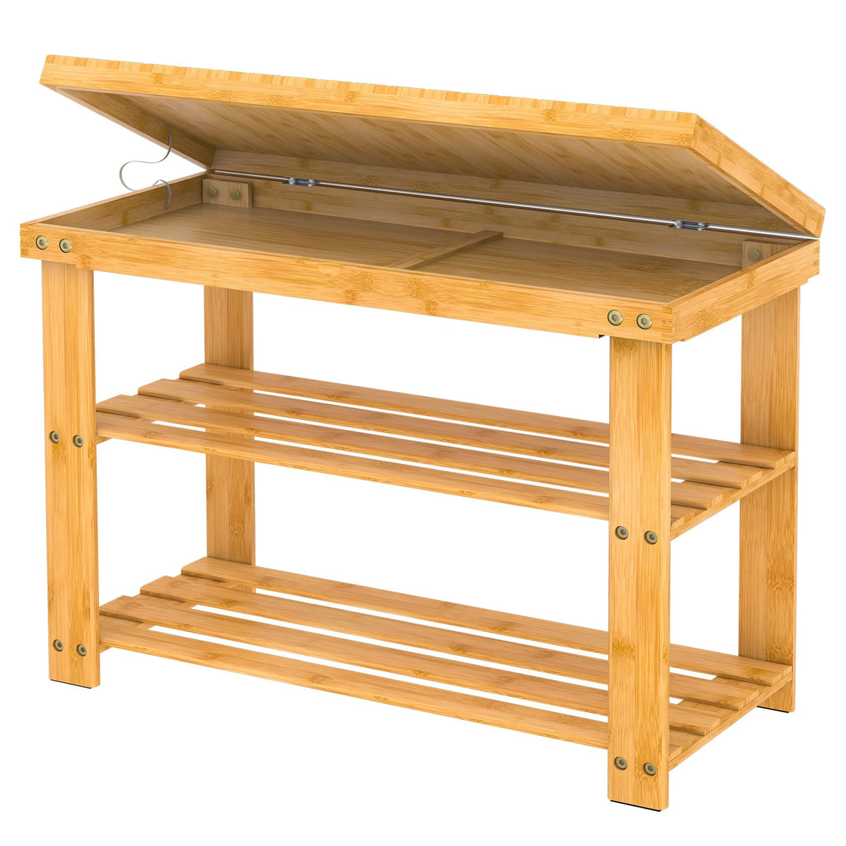 Bamboo Shoe Rack Wood Bench with Storage Shelf for