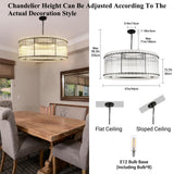 37" Modern Black Round Chandelier, 2-Tier 8-Light Water Ripple Crystal Glass Chandelier,