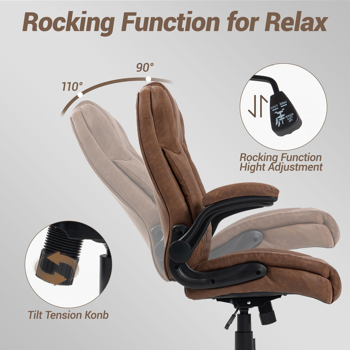 450 LBS Big and Tall Office Chair with Flip-Up Armrests