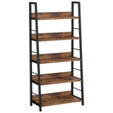 IRONCK Industrial Bookshelves and Bookcases, Ladder Shelf 5 Tiers with Metal Frame for Living Room, Home Office, Rustics Brown