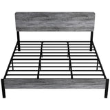 King Size Bed Frame, Metal Bed Frame King with Headboard and Strong Steel Slat Support,