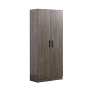 Cabinet with 6 Shelves, 2 Doors, Stable Plinth Base, Rustic, Gray and Black