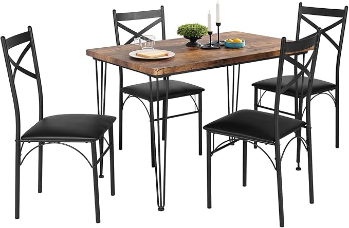 5-Piece Set Home Kitchen Breakfast Nook, Dining Table for 4