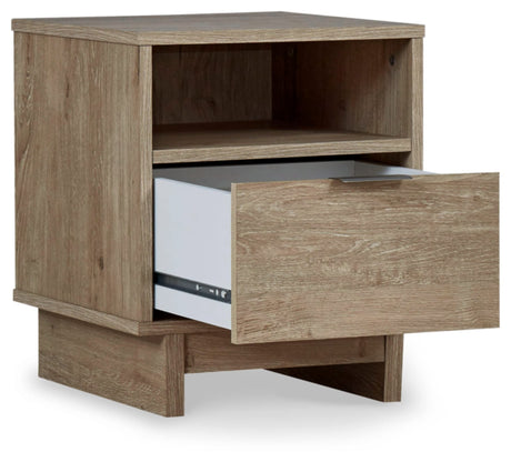 Design by Ashley Oliah Rustic 1 Drawer Night Stand with an Open Cubby, Light Brown