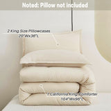 Beige Comforter Set California King Size, 3 Pieces Cal King Lightweight Solid Bedding