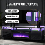 Fireplace TV Stand with 36" Electric Fireplace,LED Light Entertainment Center,2 Tier