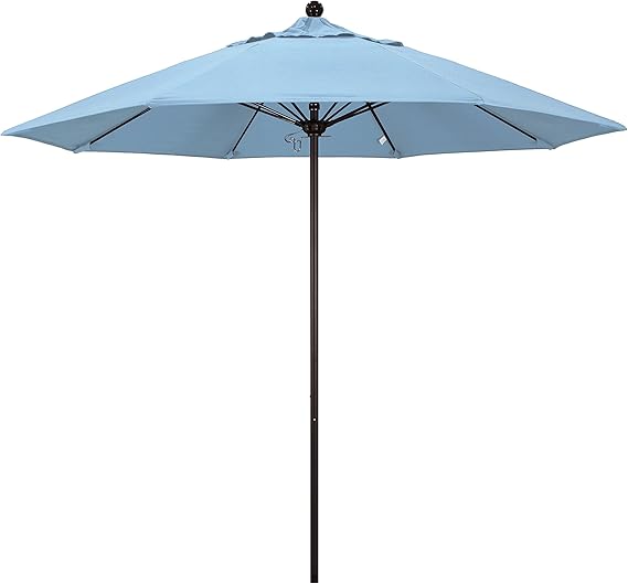 California Umbrella Venture Series Push Open Commercial Patio Umbrella, 9' Round, Sunbrella, ALTO908117-5416, Aruba