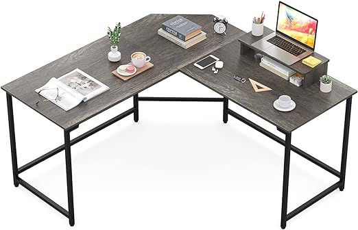 59" L Shaped Desk Corner Computer Desk Gaming Table with Monitor Stand Workstation