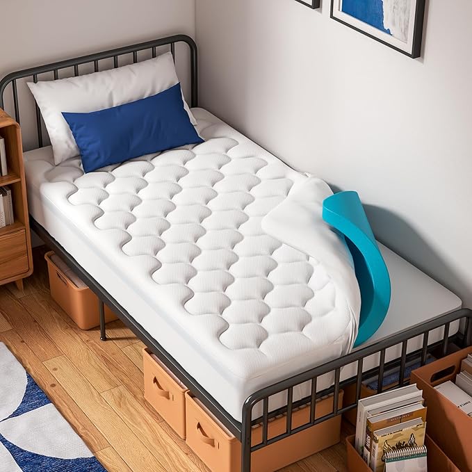 Cooling 4 inch Dual Layer Full Mattress Topper, 2 inch Cooling Gel Memory Foam