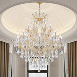 Large Gold Chandelier Light Fixtures - 24 Lights, 3 Layers Modern Crystal Chandeliers