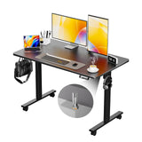 Electric Standing Desk Height Adjustable Computer Desk, 48 Inches Sit Stand Desk Workstations with Hook, Ergonomic Desk for Home Office Stand Up Desk with Wheels (Black)