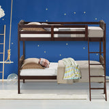 Twin Bunk Beds, Convertible Into Two Individual Solid Rubberwood Beds, Children Twin