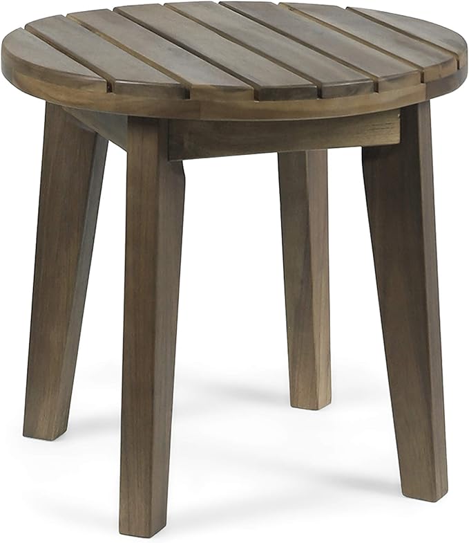 Gino Outdoor Acacia Wood Side Table, Natural Finish