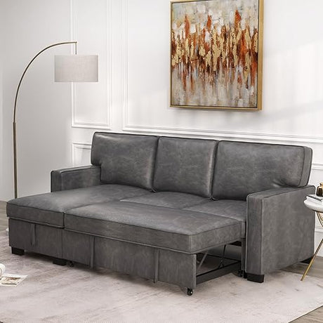 Convertible Sleeper Sofa 3 in 1, L Shaped Sleeper Sofa with Storage Chaise