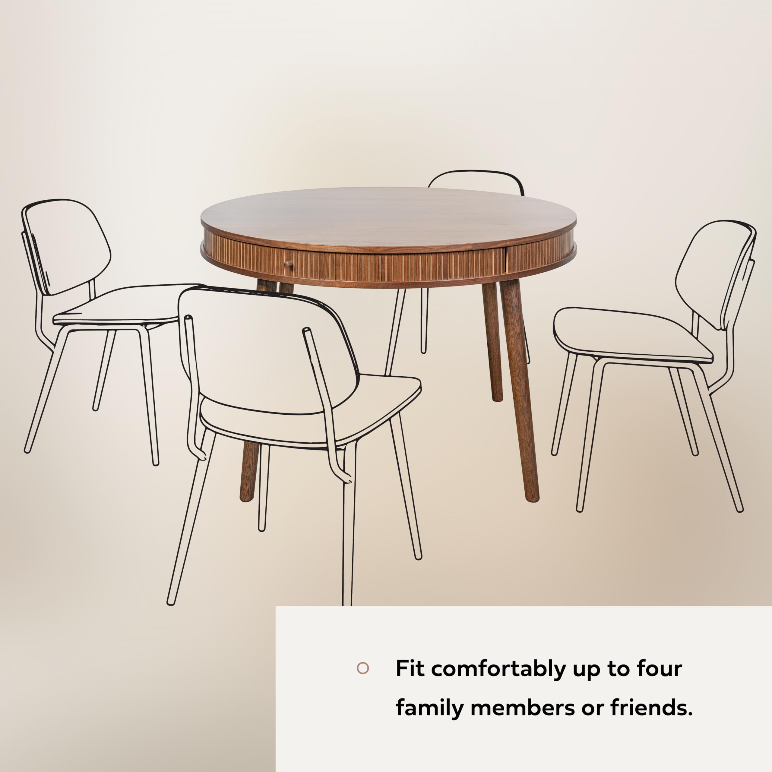 47'' Round Dining Table for 4 People - Pre assembled Round Kitchen Table with 2 Hidden Storages