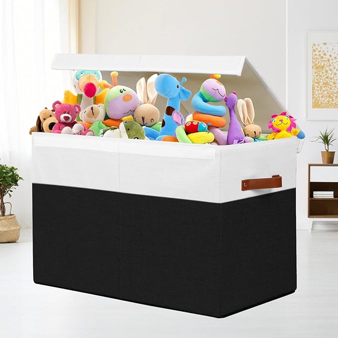 Toy Box with Lid, Sturdy Toy Storage Chest Bin Boxes Organizer Basket