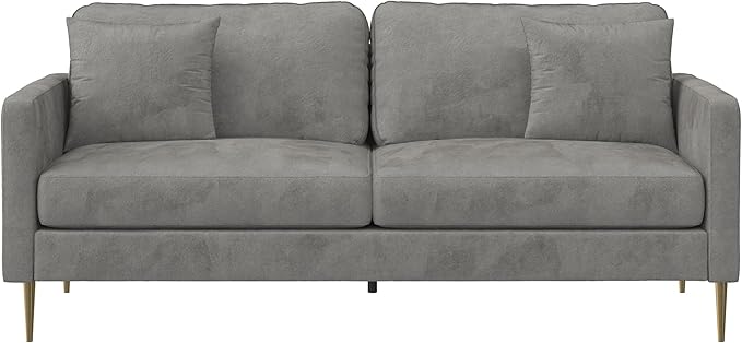 Highland Sofa with Pillows, Gray Velvet
